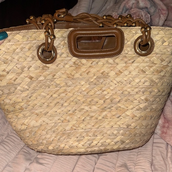 Maje Tan Woven Tote with Leather Handles - Picture 6 of 12